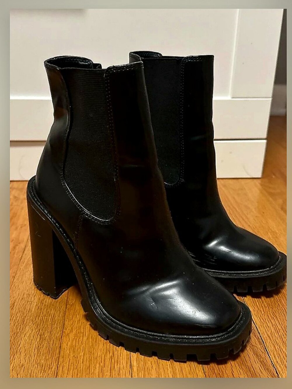 ASOS Chunky Heel Platform Square Toe Chelsea Boots